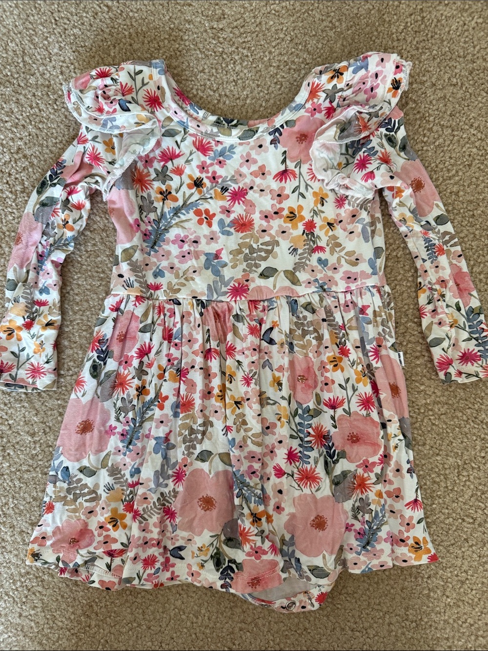 Little Sleepies (play collection) Floral Ruffle Long-Sleeve Dress - Size 18-24m